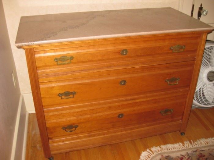 Antique oak marble top dresser, circa 1800's.