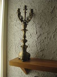 Ornate large brass candelabra 
