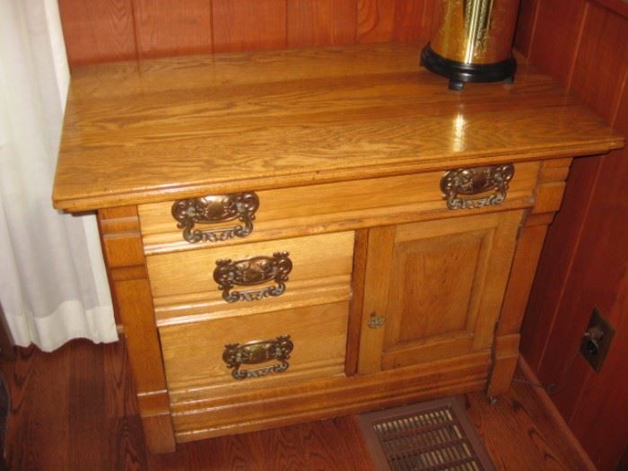Antique solid oak washstand