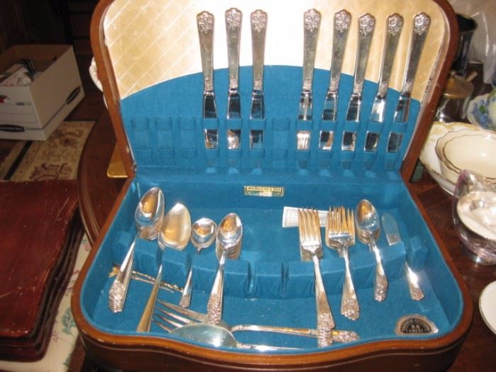 Antique/vintage silver plate flatware set 