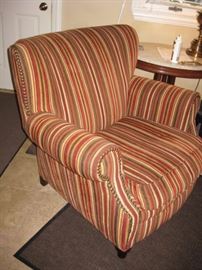 Striped comfy chair with nail-head trim