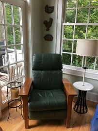 Leather Recliner& Mid Century lamp