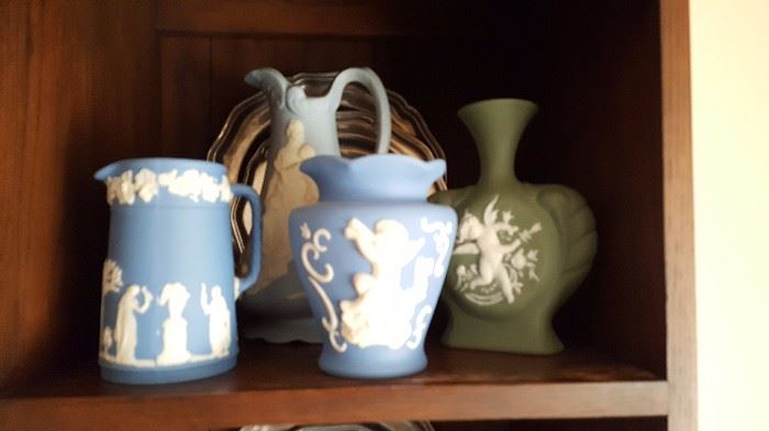 Wedgwood pitcher on the left.....not so Wedgwood on the right - (but very pretty)!
