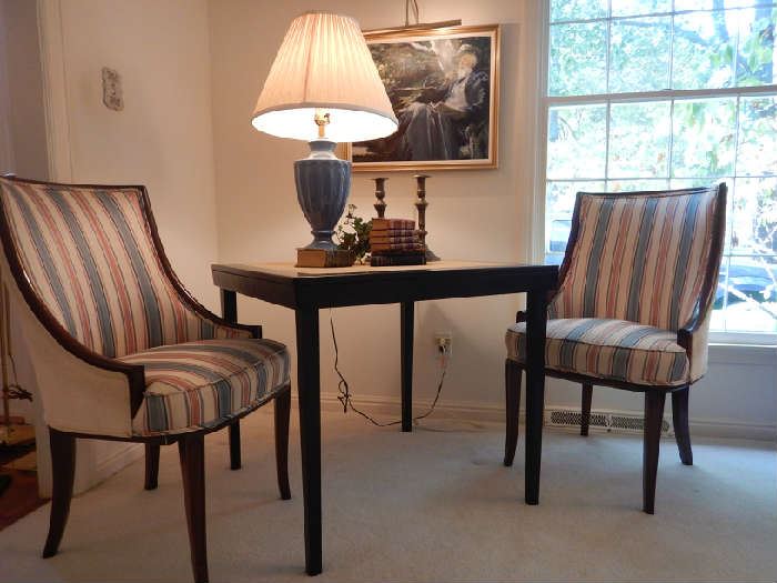 PAIR OF STRIPED CHAIRS