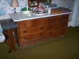 Marble top oak dresser