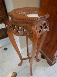 MARBLE INLAID PEDESTAL TABLE