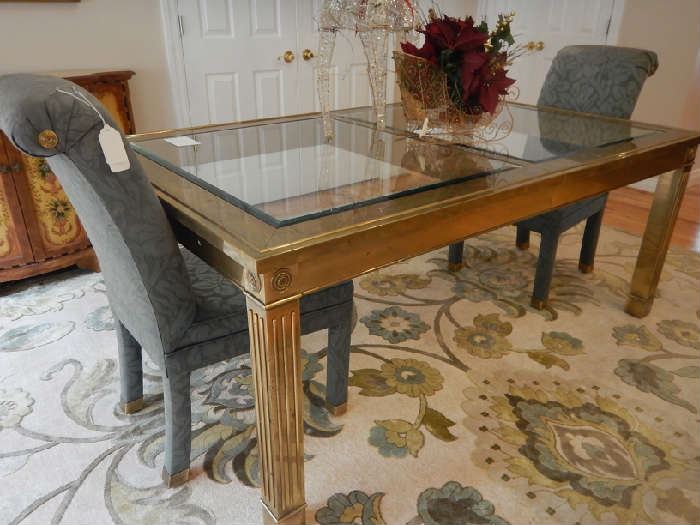 BRASS & GLASS DINING TABLE