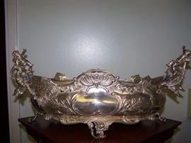 AUSTRIA 800 SILVER ROCOCO JARDINIERE WITH REMOVABLE BRASS LINER CIRCA 1900