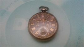 SWISS SILVER & GOLD KEY WIN KEY SET POCKET WATCH