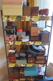 Dozens of jewelry & Polish Folk Art Trinket Boxes