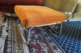 Mid Century Velvet Foot Stool