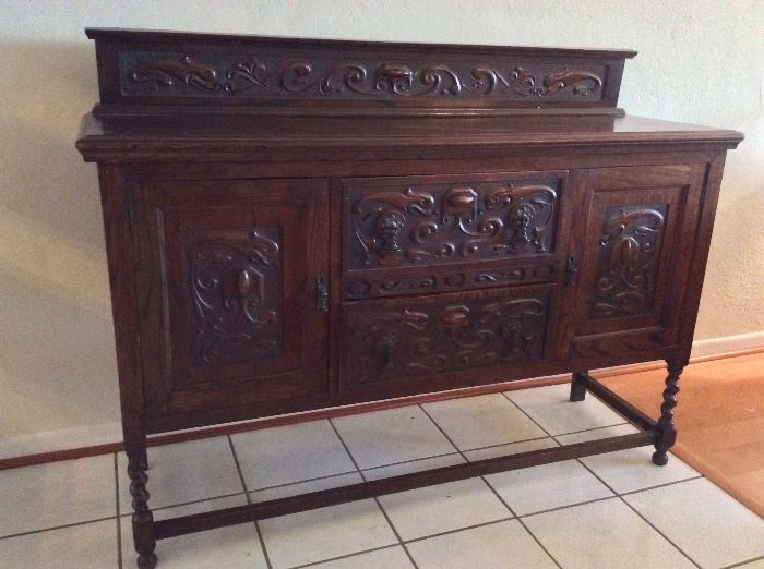 Antique Carved Buffet Table