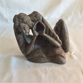 Hand Carved Stone Figure by H. Leconte.