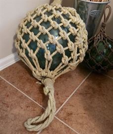 Extra Large Glass Fishing Float with Nautical Rope