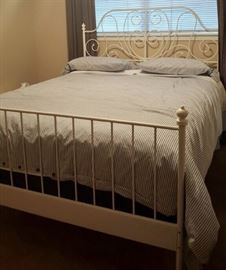Metal/Iron Bed - Queen Size - BEFORE Disassembled (bedding NOT included)
