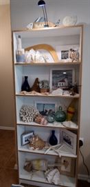 Built In Lighted Bookcase with Cute Nautical & Cottage Decor