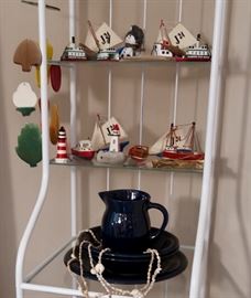 Nautical Ornaments on Bakers Rack