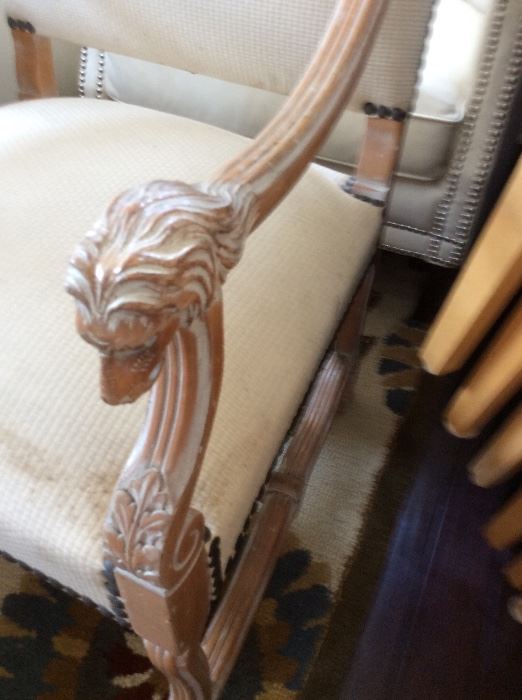 Hand carved Lion Head arm chair