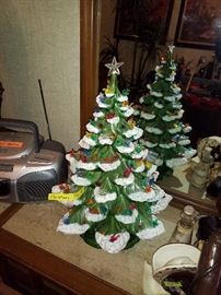 Vintage ceramic Christmas tree with snow