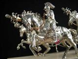 Close up of the sterling silver miniature horse drawn carriage