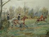 Four George Derville Rowlandson hunt scene watercolors