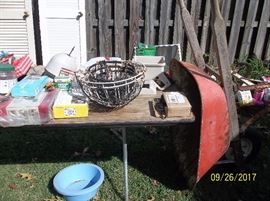 wheelbarrow, yard items