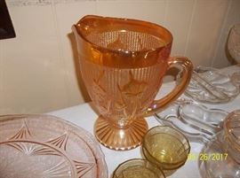 Iris and Herringbond Marigold irredescent pitcher