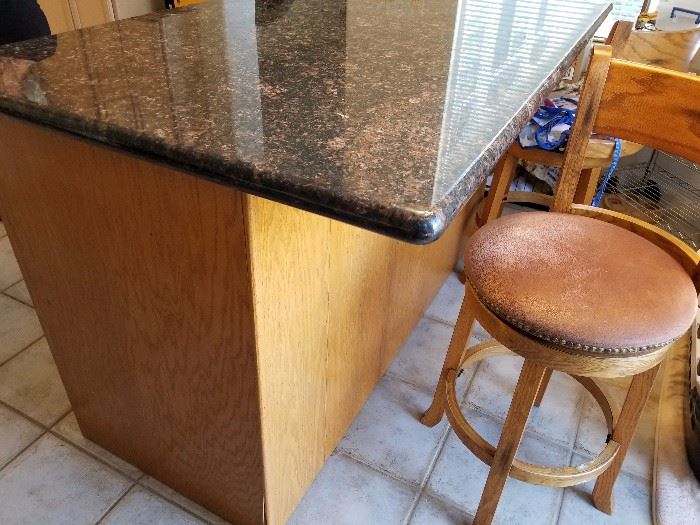 3'x5' Granite top Island/Bar. Cabinet drawers on the other side allow additional storage for your kitchen.