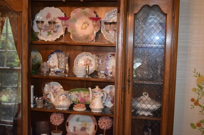 China Cabinet just full of Wonderful Pieces of highly collectible Porcelain and Glassware