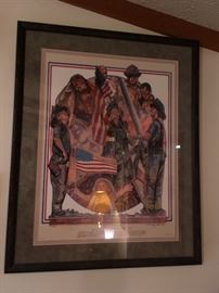 Framed tribute poster of 9/11.