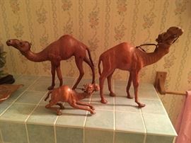 Leather camel statues