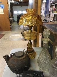 Vintage amber glass lamp