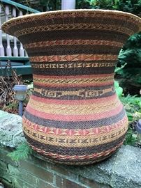 Intricately patterned and woven oversize basket