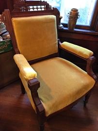 Victorian arm chair.  Solid walnut frame