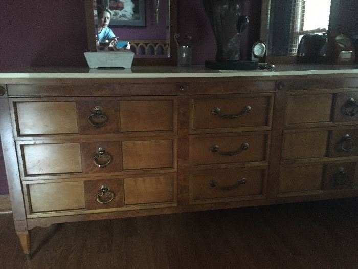 extra long dresser with marble top by Bassett
