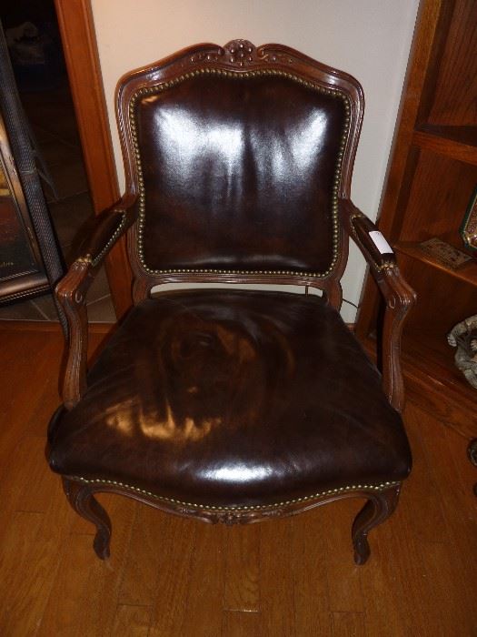 Leather chair with nailhead trim