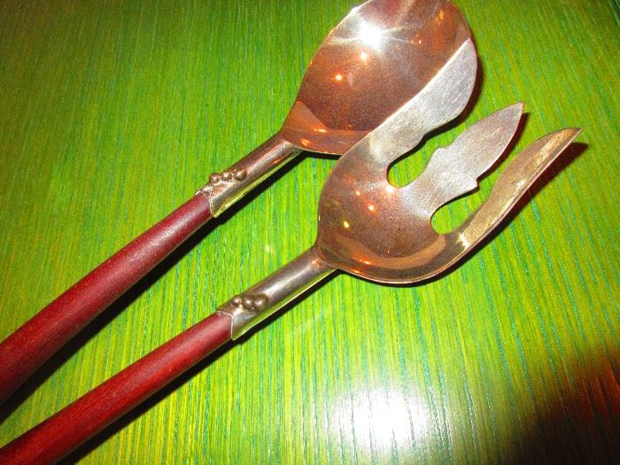 Mid-Century & Sterling Salad Servers by Taxco