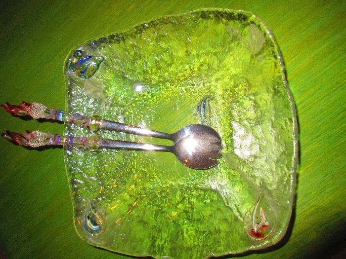 Art Glass Salad Set