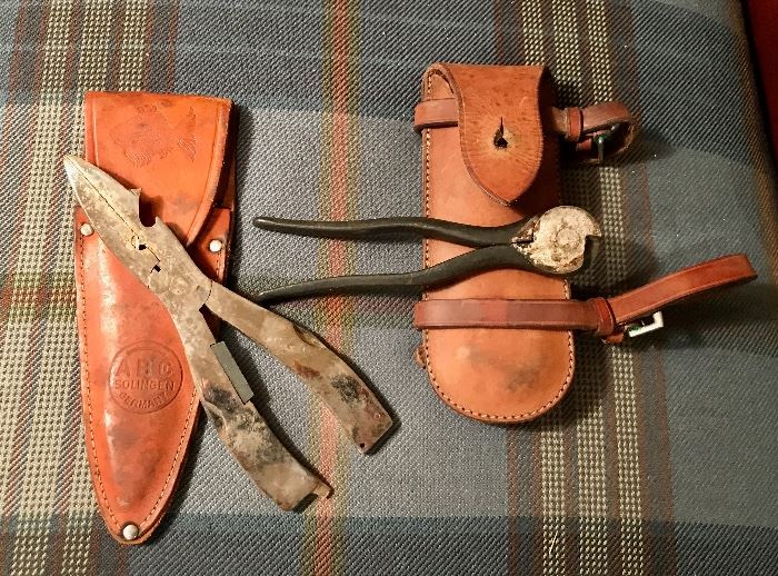 Equestrian Tools in Original Leather Cases - England