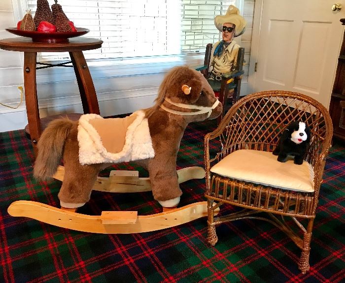 Pottery Barn Rocking Horse, Wicker Child's Chair