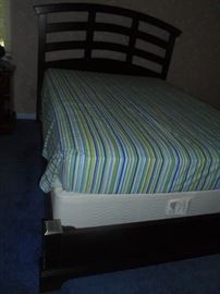 Queen bed, mattress box springs, foot & head boards