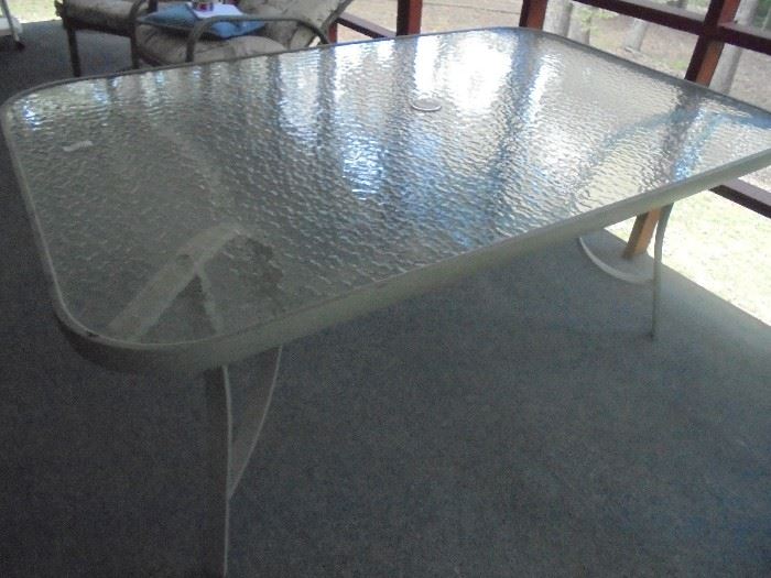 Patio glass top table