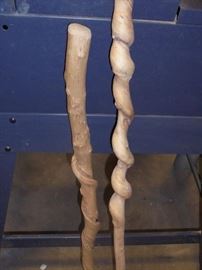 2 twisted walking canes