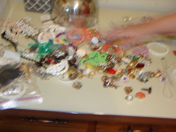 More signed and unsigned vintage costume jewelry