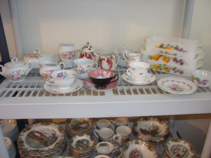 Tea cups and saucers, Vintage Fireking bakeware