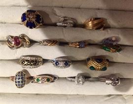 Gold, diamond and gemstone rings