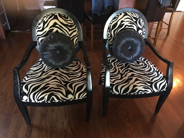 Zebra skin upholstery fabric French chairs