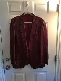Burgundy red 1970's leather blazer