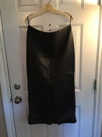 Black leather "Midi" skirt