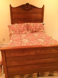 Nice antique oak high headboard bed!  